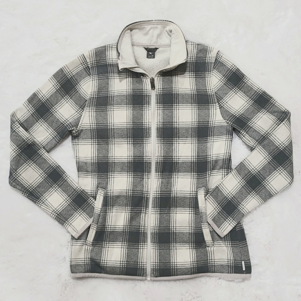 Eddie Bauer plaid fleece sweater shacket xs
